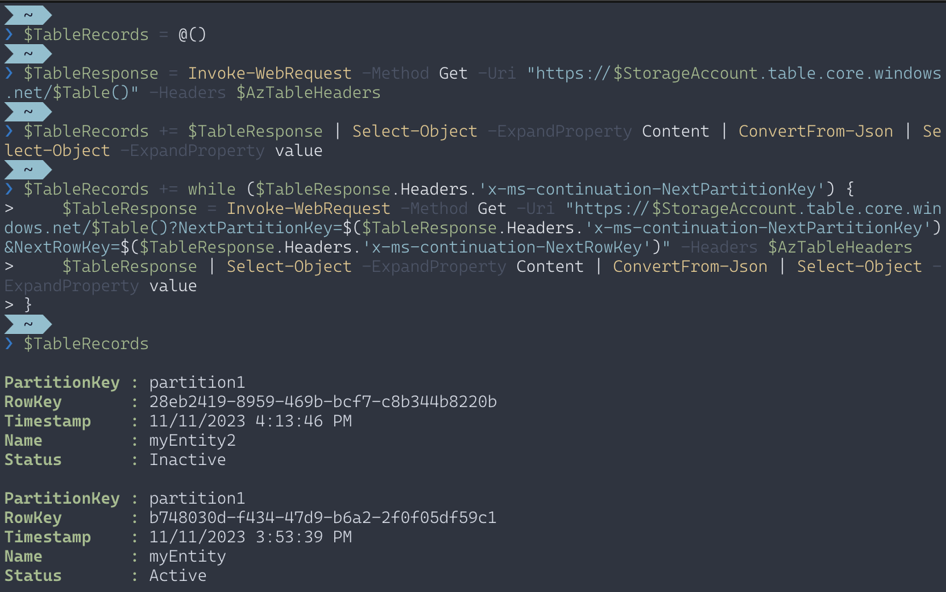 PowerShell all Entities response /posts/az-storage-tables-rest-powershell/images/ps-response-all.png