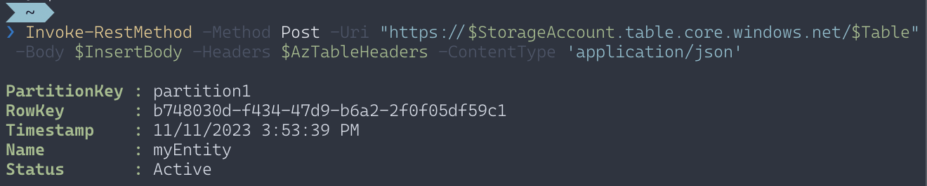 PowerShell Create Entity response /posts/az-storage-tables-rest-powershell/images/ps-response-create.png